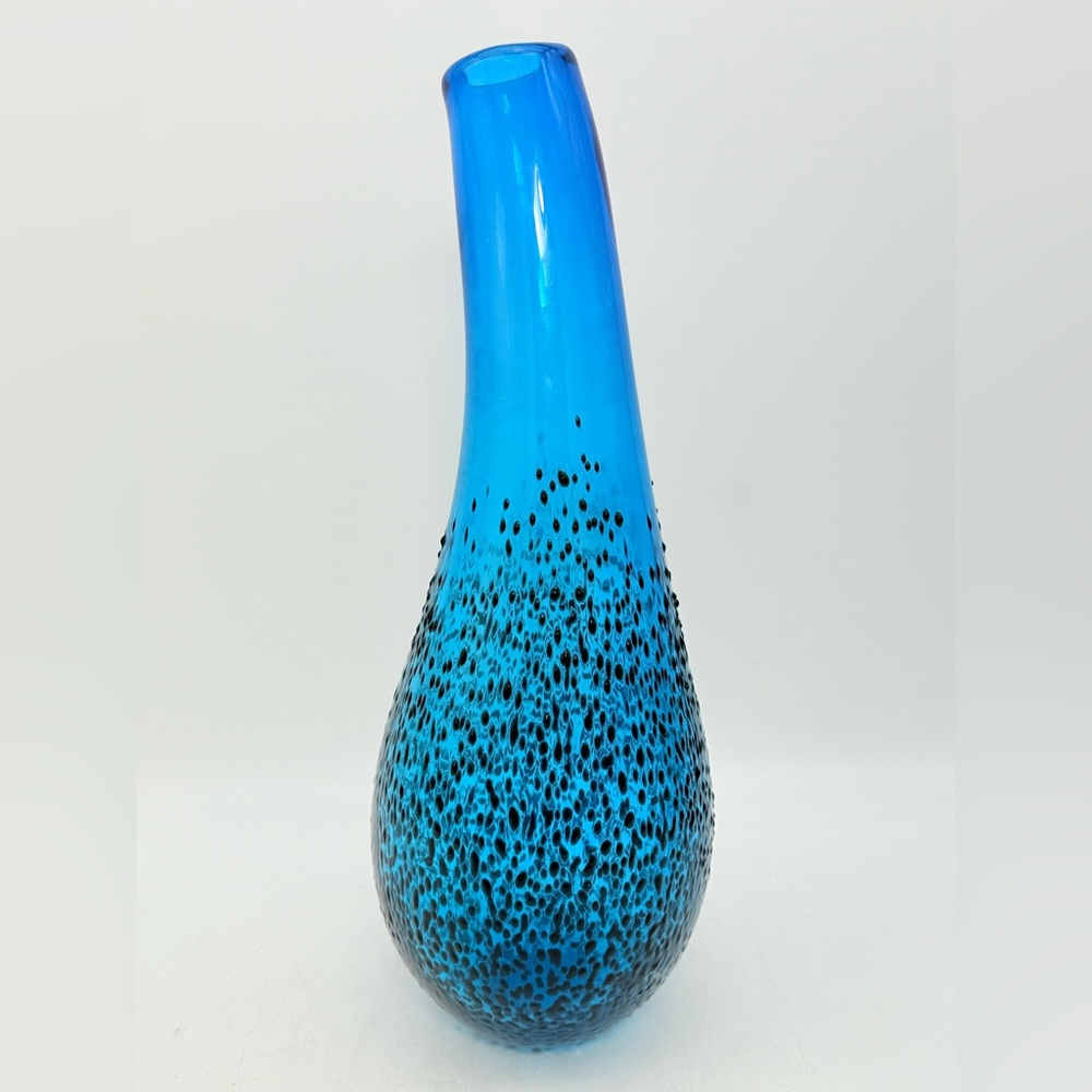 Vintage Mid Century Art Glass Vase, Blue Ombre